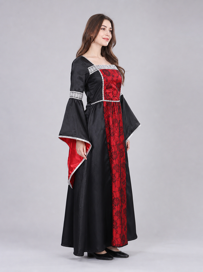 Gothic Dress with Cape, Patterns, and Pendant