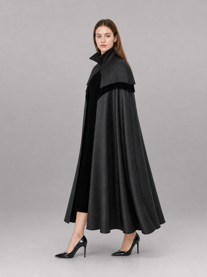 Black Gothic Carnival Cloak with Hood