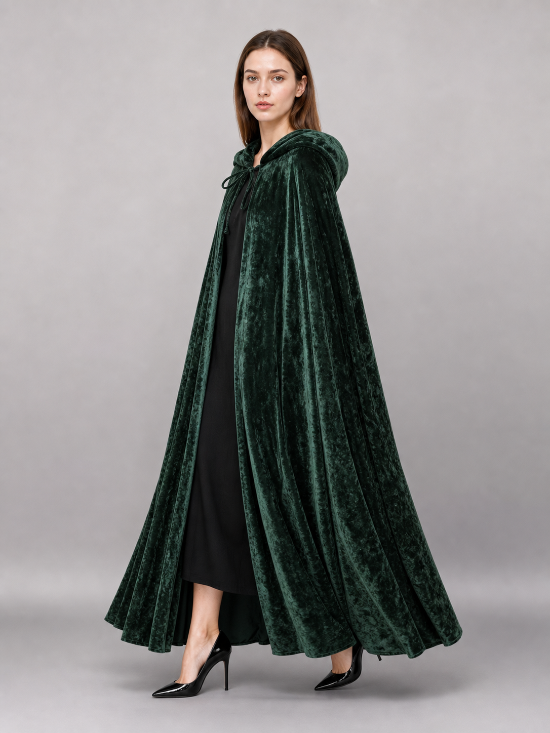 Hooded Dark Green Costume Cloak