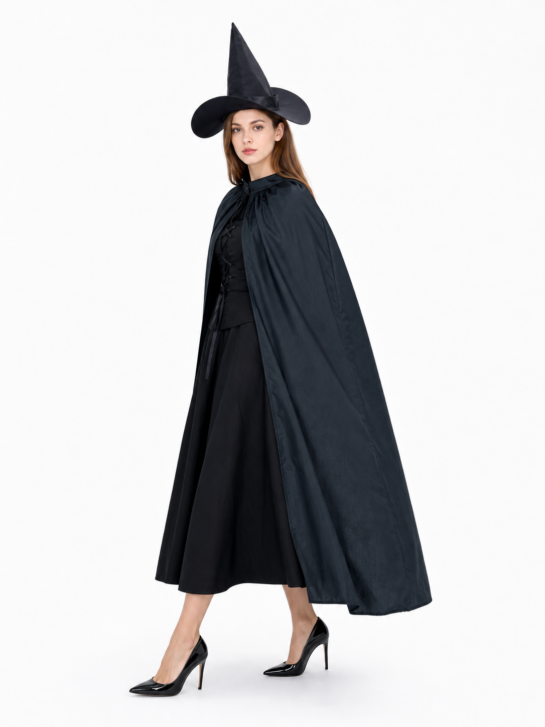 Black Costume Cape with Pointed Hat