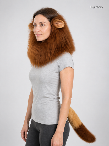 Halloween Lion Headpiece with Tail for Pets side view