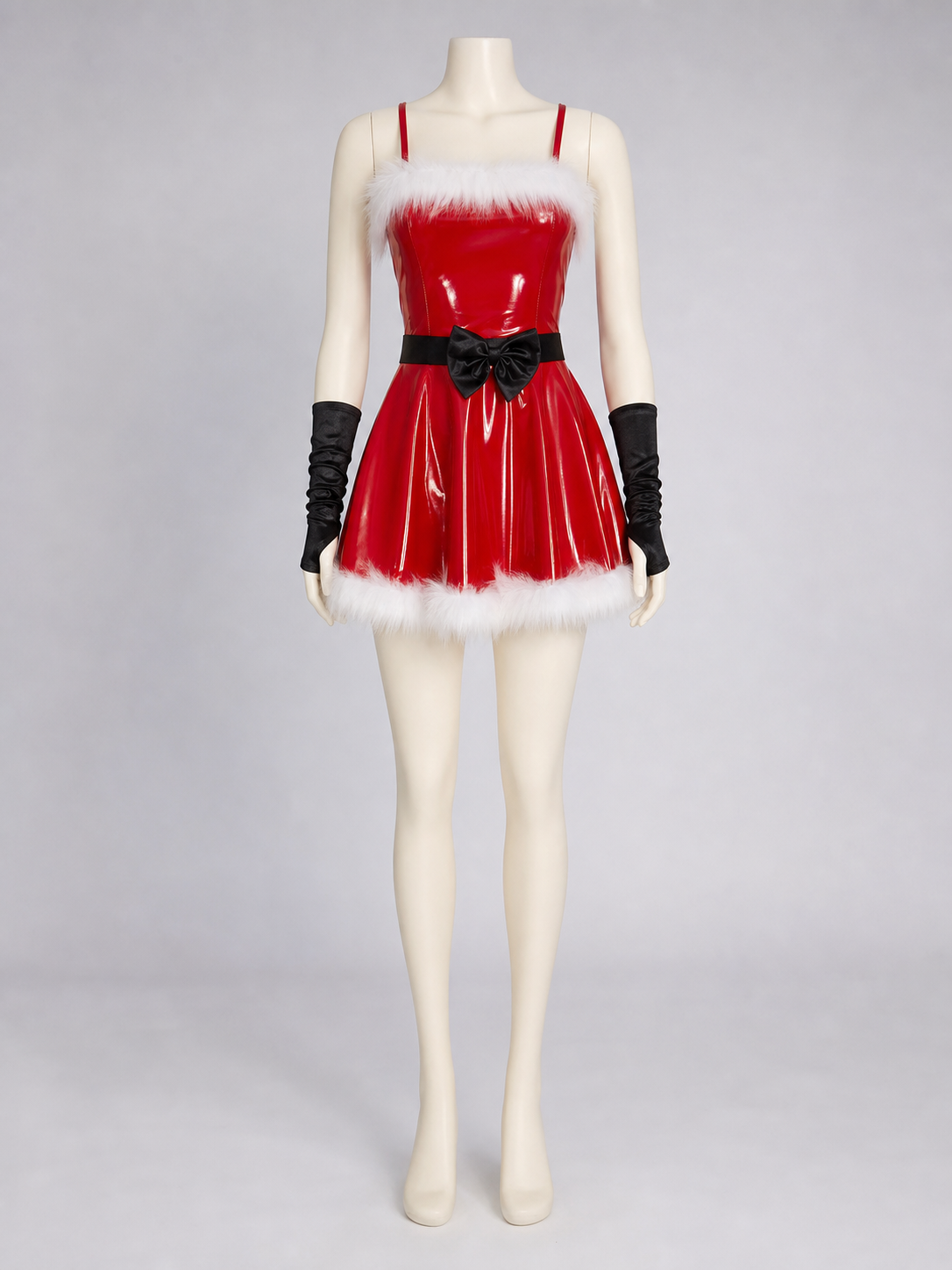 Red Christmas Costume with White Trim and Bow