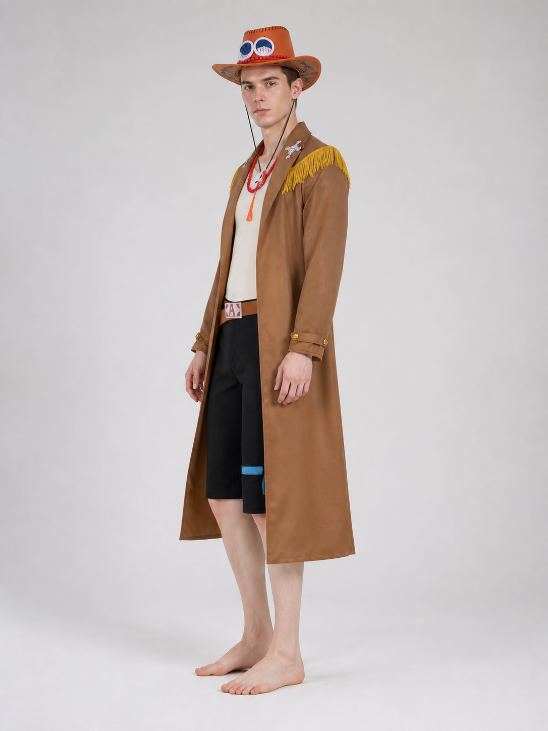 Ace One Piece Cosplay Costume with Long Coat side view