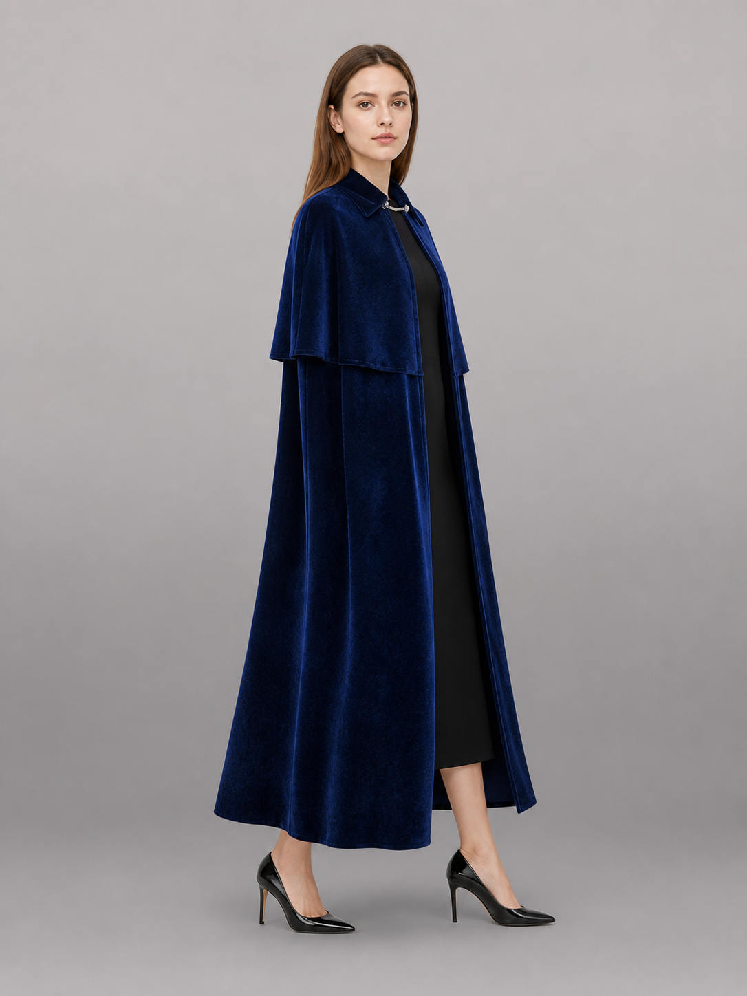 Long Blue Medieval Carnival Cloak