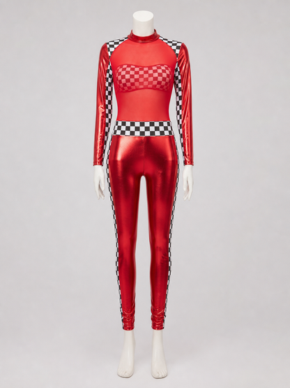 Two-Piece Stage Costume with Checkerboard Details