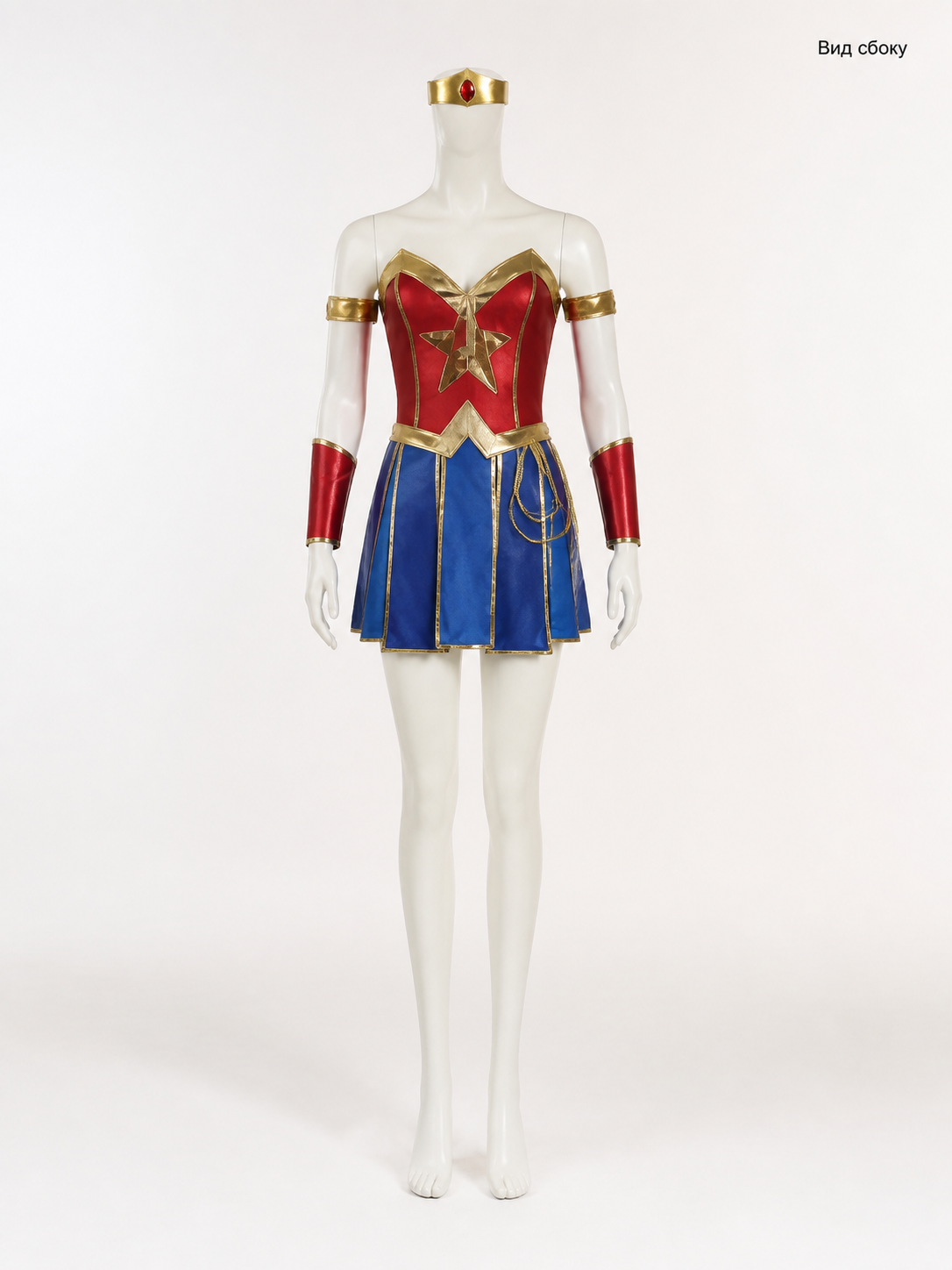 Red, Blue, and Gold Cosplay Set side view
