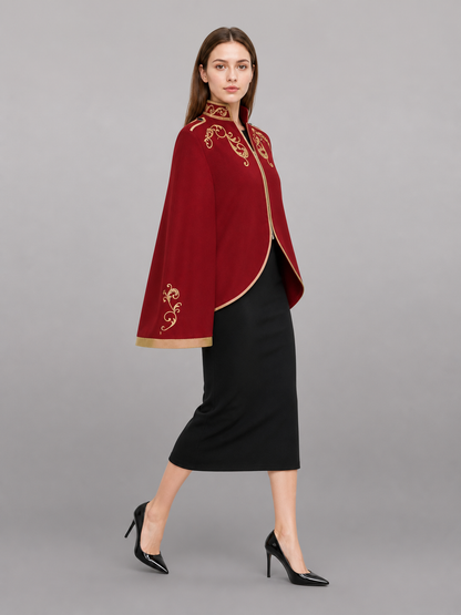 Red Carnival Cloak with Gold Trim