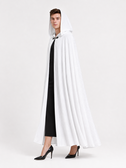 Long White Hooded Carnival Cloak