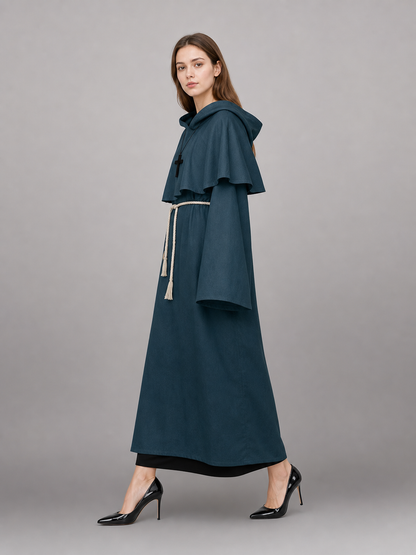 Dark Teal Hooded Costume Cloak