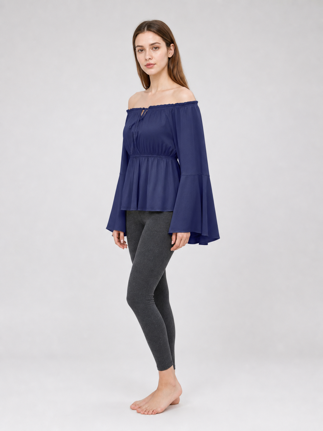 Off-the-Shoulder Blouse with Long Sleeves