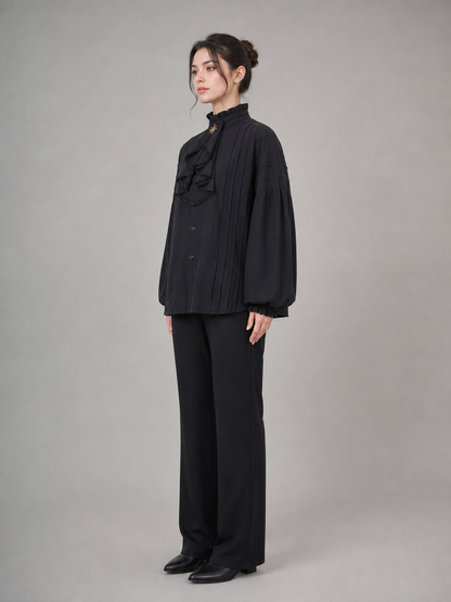 Black cosplay shirt with a high collar