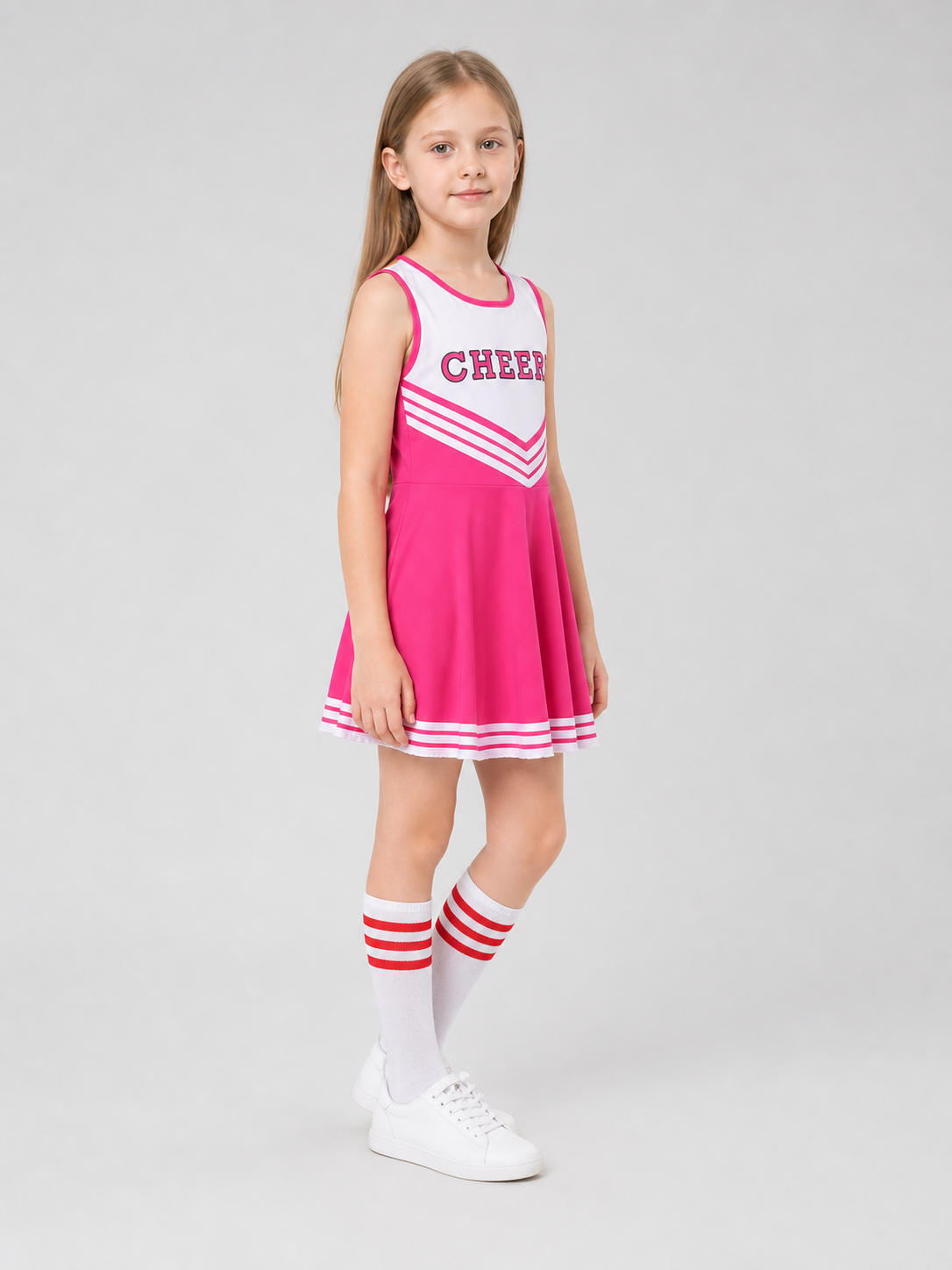 Cheerleading Costume with Pom-Poms, Socks, and Dress
