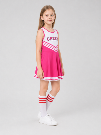 Cheerleading Costume with Pom-Poms, Socks, and Dress