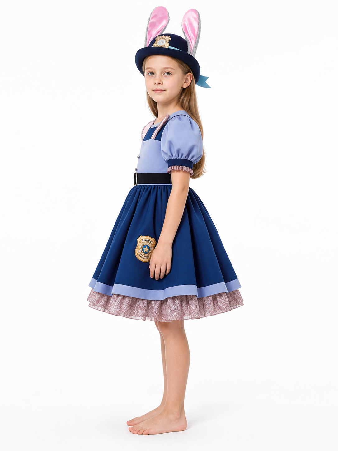 Police Rabbit Dress with Full Skirt side view