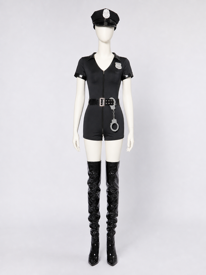 Police costume with belt and “Police” lettering for cosplay