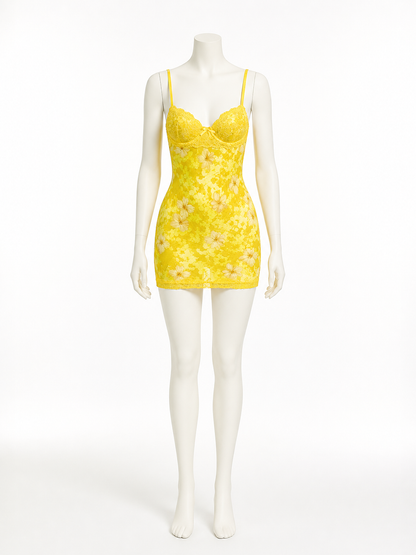 Lace Strappy Dress with Floral Print side view
