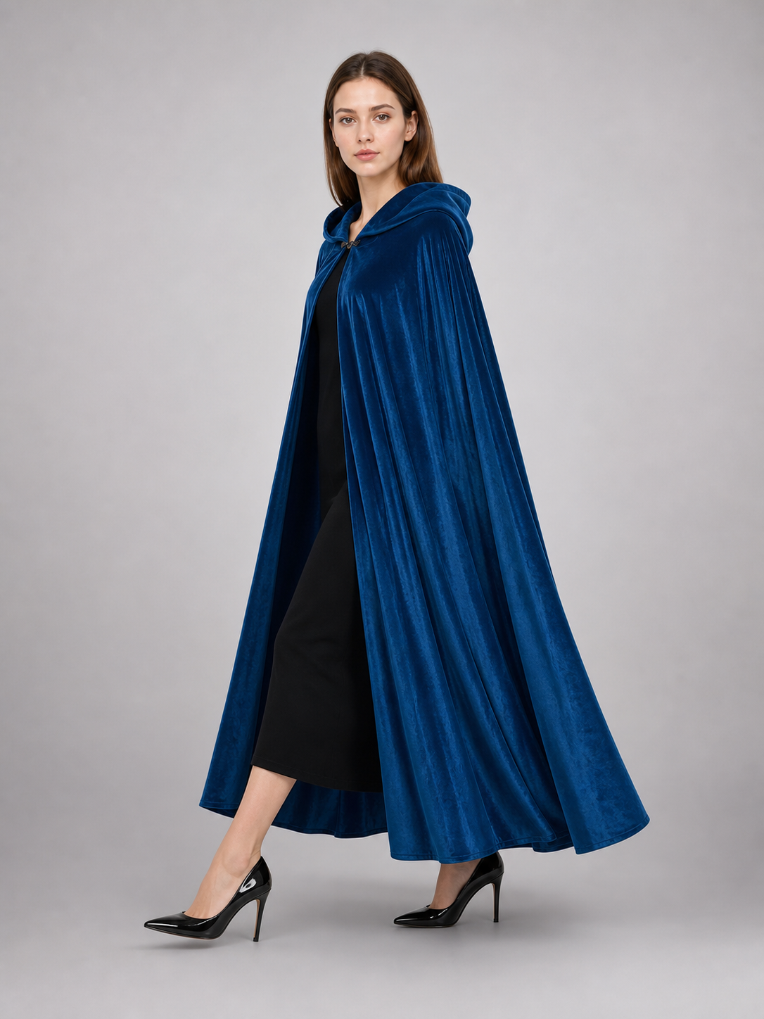Blue Medieval Hooded Costume Cloak