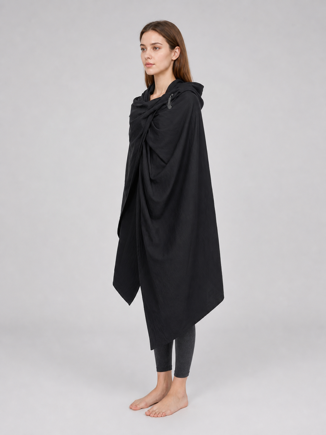 Black Hooded Carnival Cape, Loose Fit