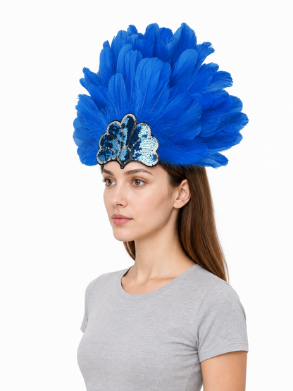 Carnival Headpiece with Blue Feathers