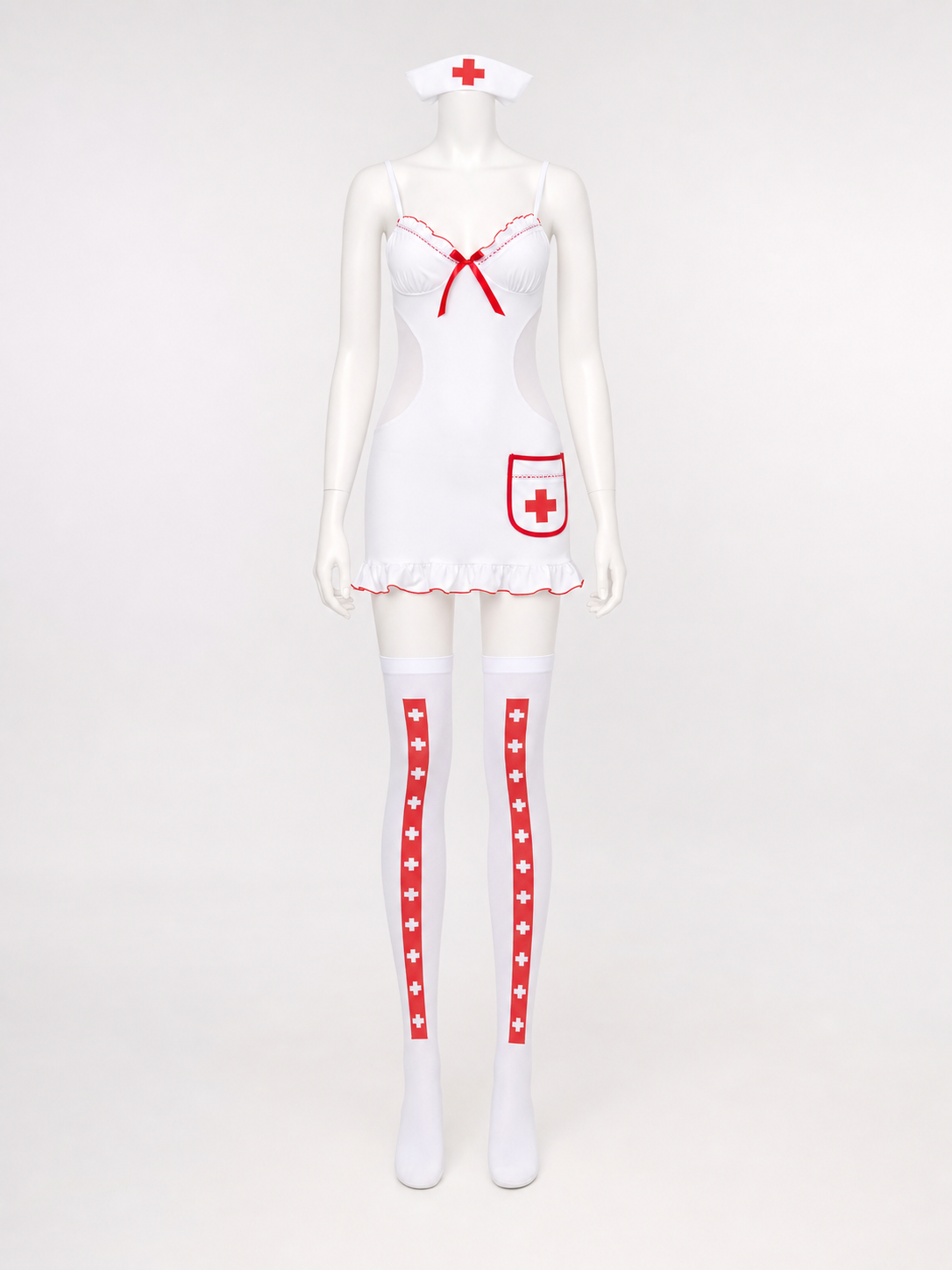 Medical Uniform with Red Cross and Ruffles side view