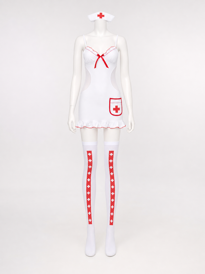 Medical Uniform with Red Cross and Ruffles side view