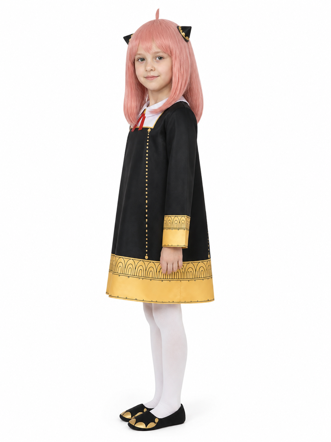 Anya Forger Halloween Cosplay Costume with Wig side view