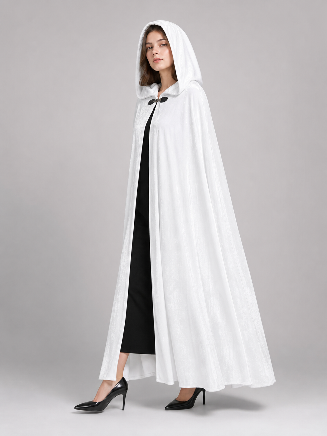 Long White Hooded Carnival Cloak