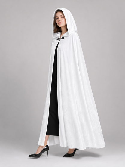 Long White Hooded Carnival Cloak