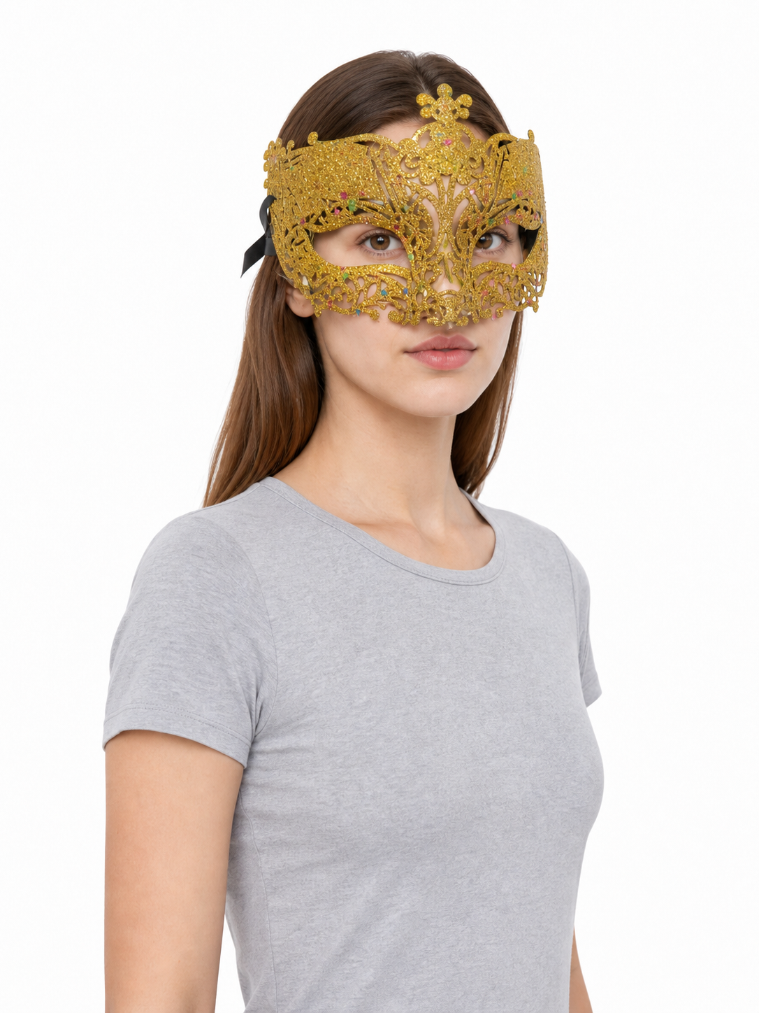 Masquerade Eye Mask with Gold Glitter