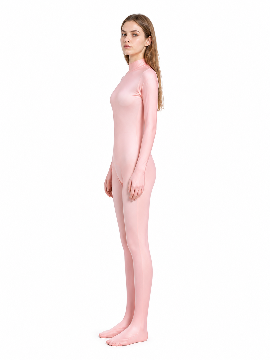 Pink Hooded Jumpsuit with Paws and a Zipper side view