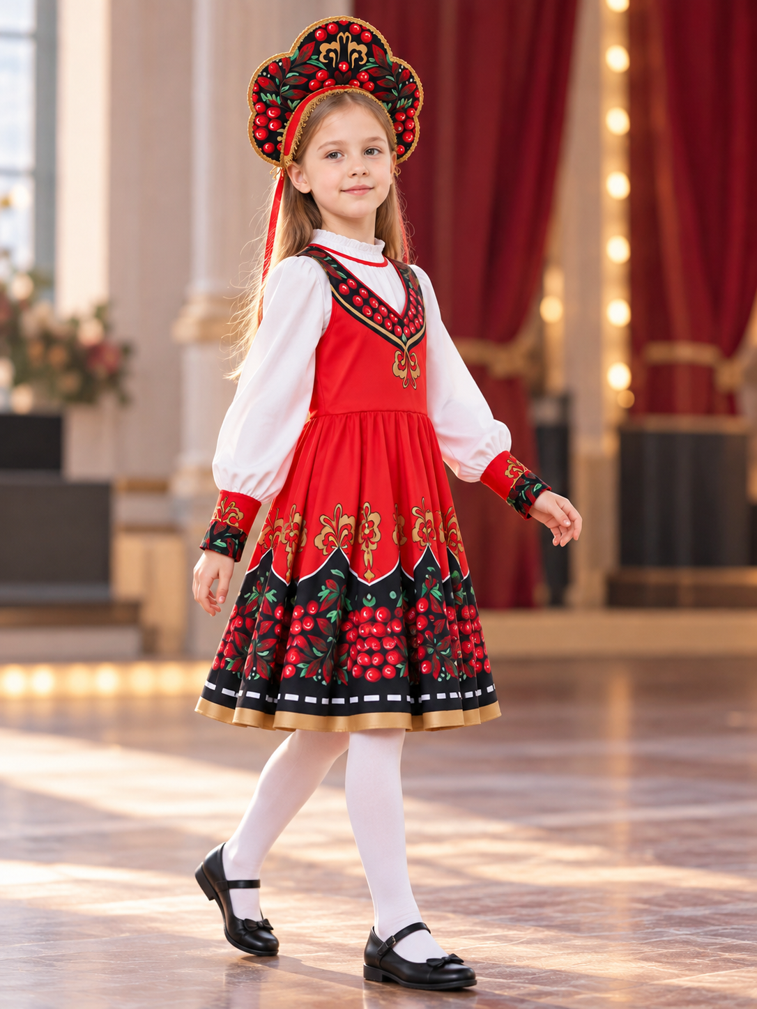 black girls russian traditional stage costume set product image 5
