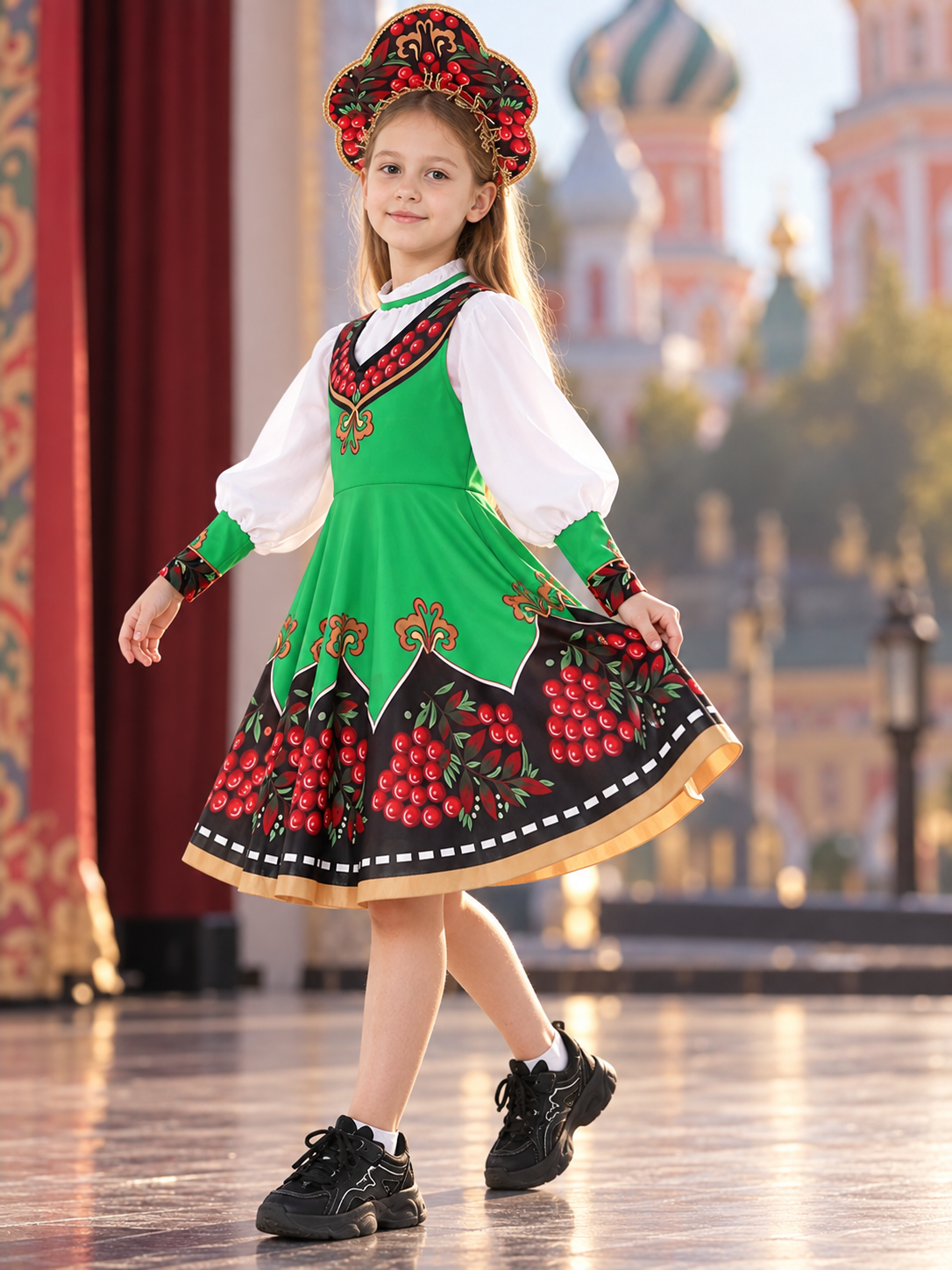 Children’s Stage Costume: Sundress and Kokoshnik side view