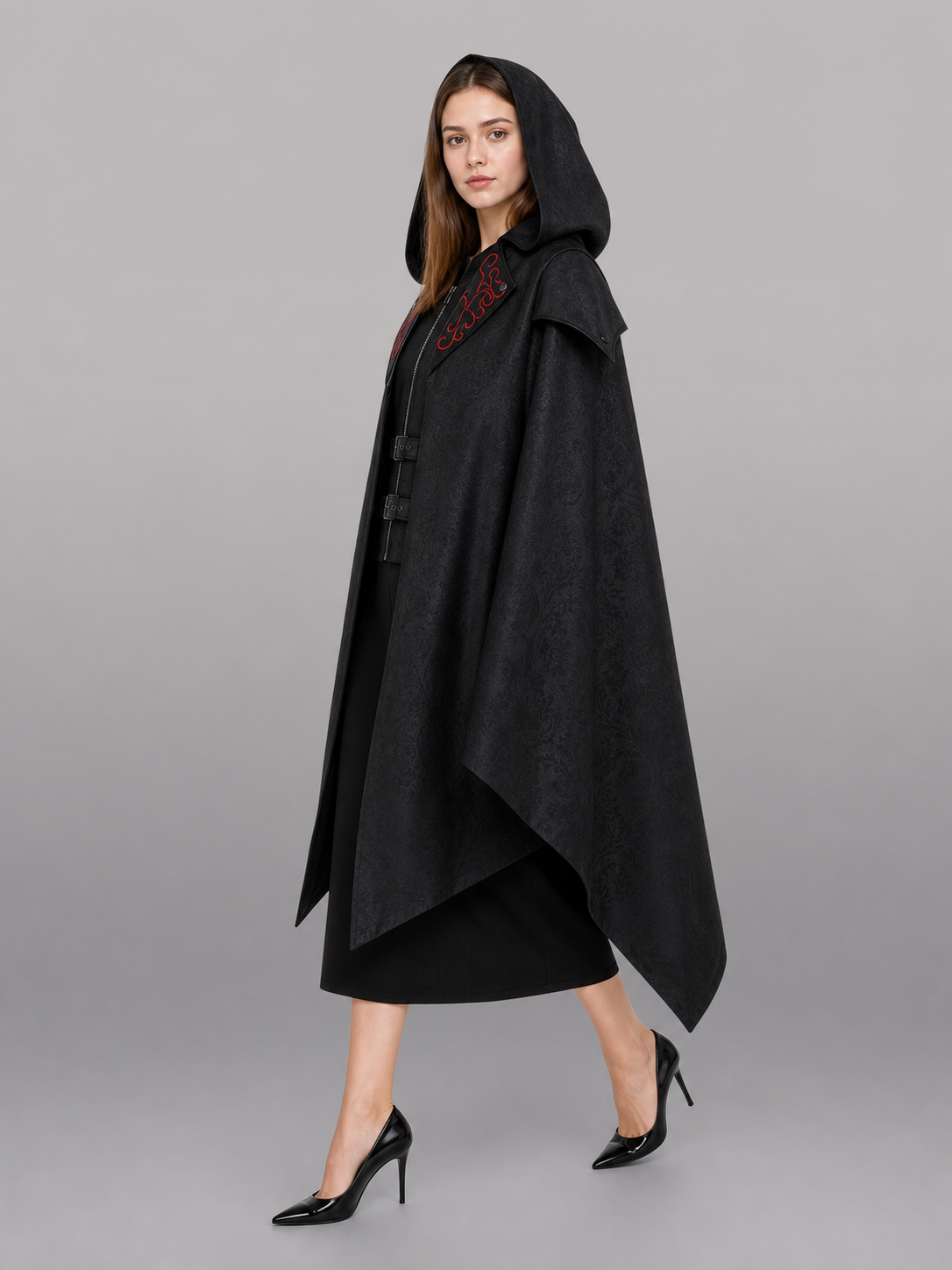 Black Gothic Hooded Carnival Cloak
