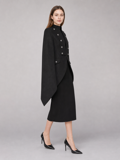 Black carnival tailcoat with a high collar