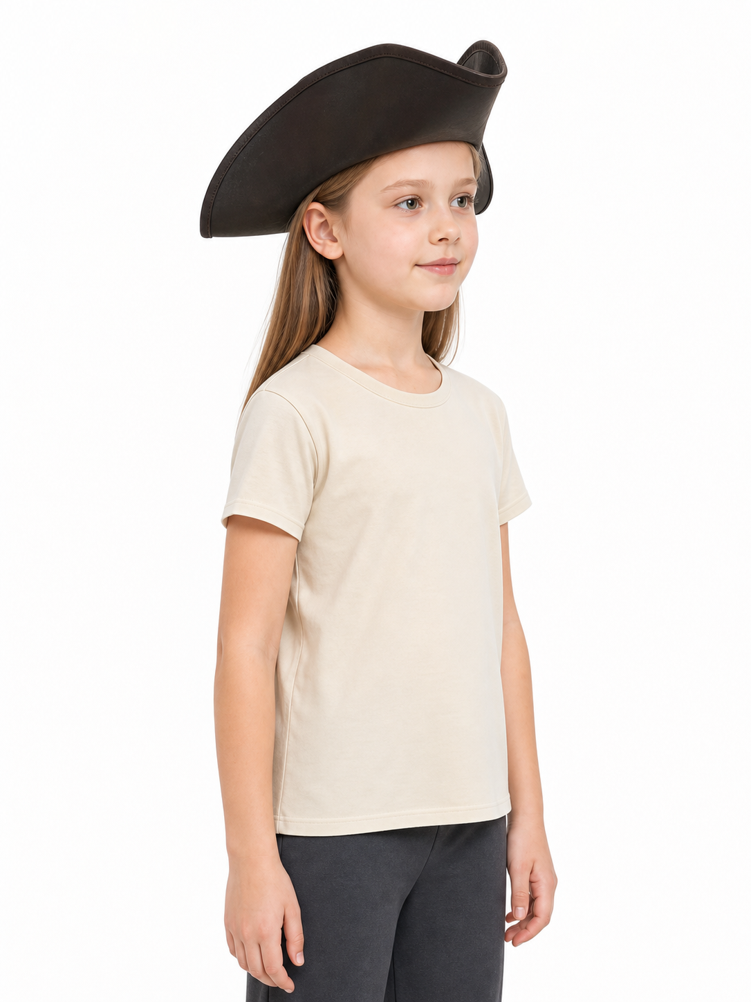 Children's Pirate Hat, Wide Tricorn Costume Accessory in Dark Brown to Black for Dress-Up Play and Pirate-Themed Parties