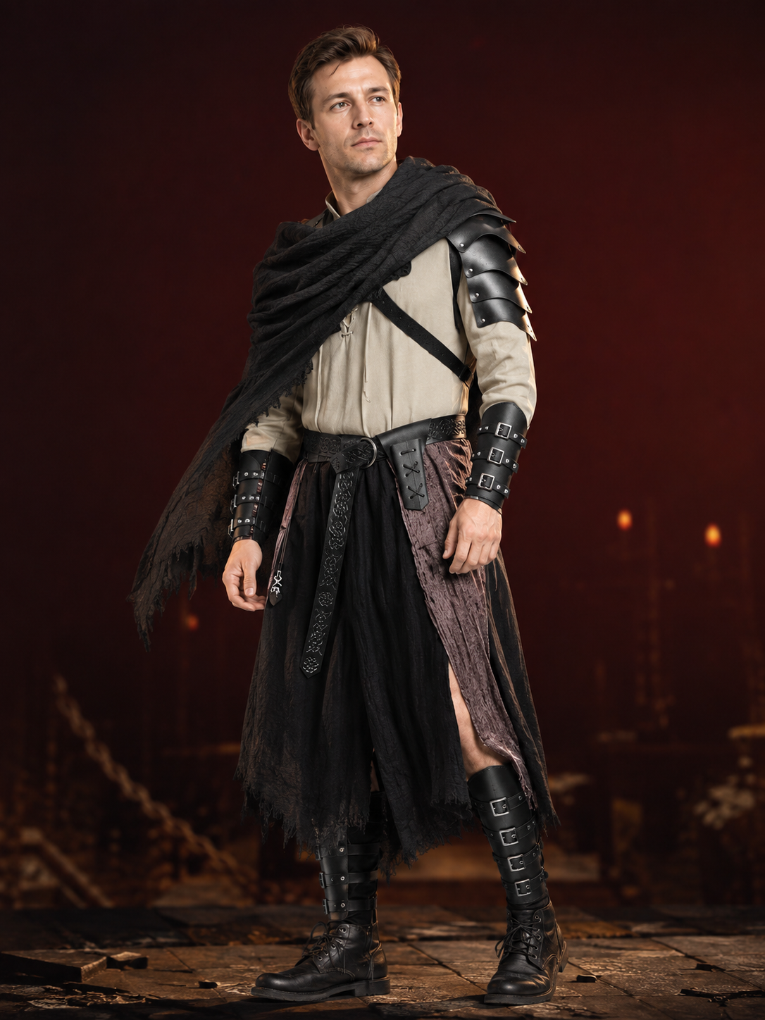 Medieval Viking Costume with Belt for Cosplay side view