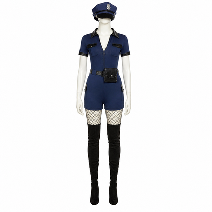 Police Costume, Short Jumpsuit with Belt side view