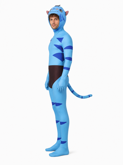 Alien Character Costume, Jumpsuit with Tail side view