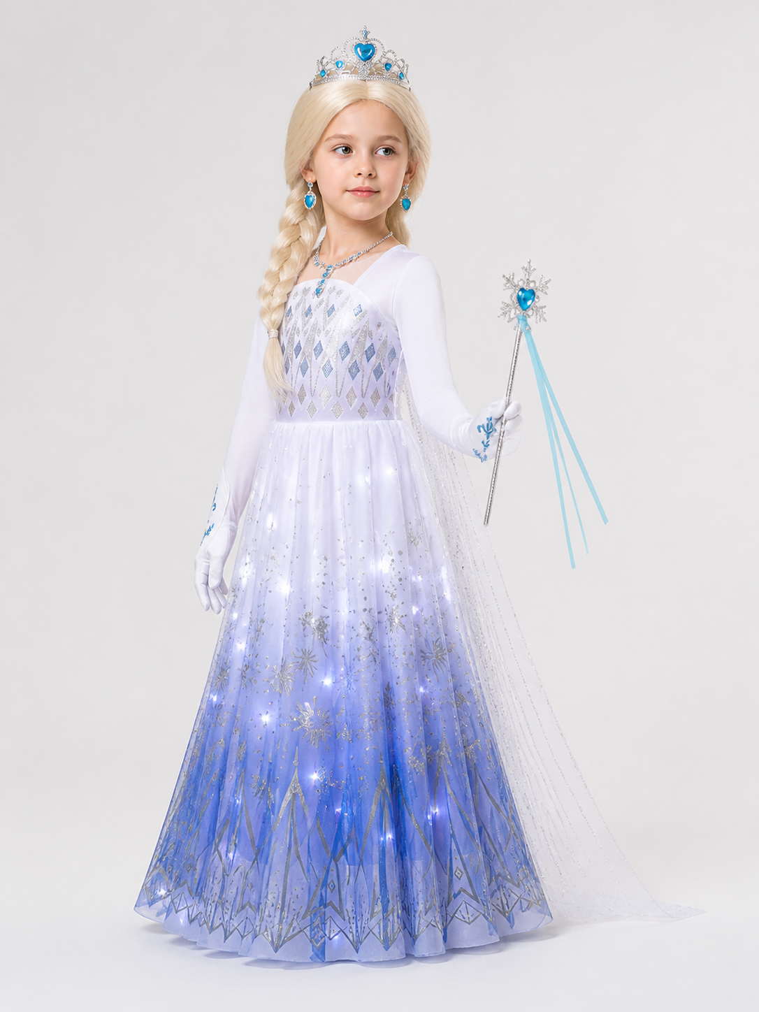 Snow Queen Carnival Costume with LED Lighting side view