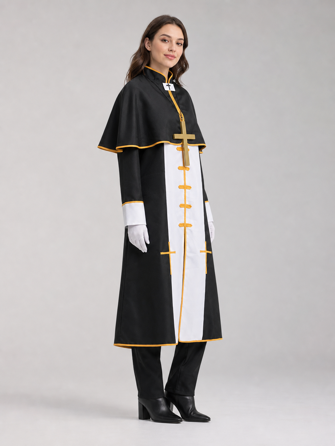 Ritual Robe with Cross, Black and White, Cosplay