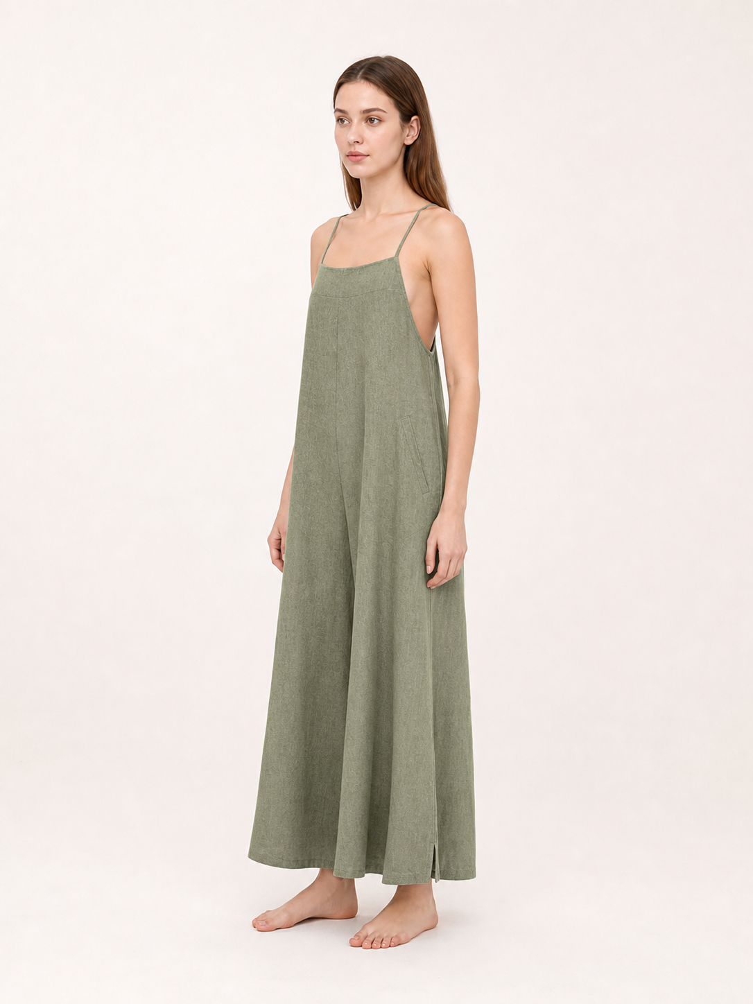 Olive Palazzo Pants with Bib