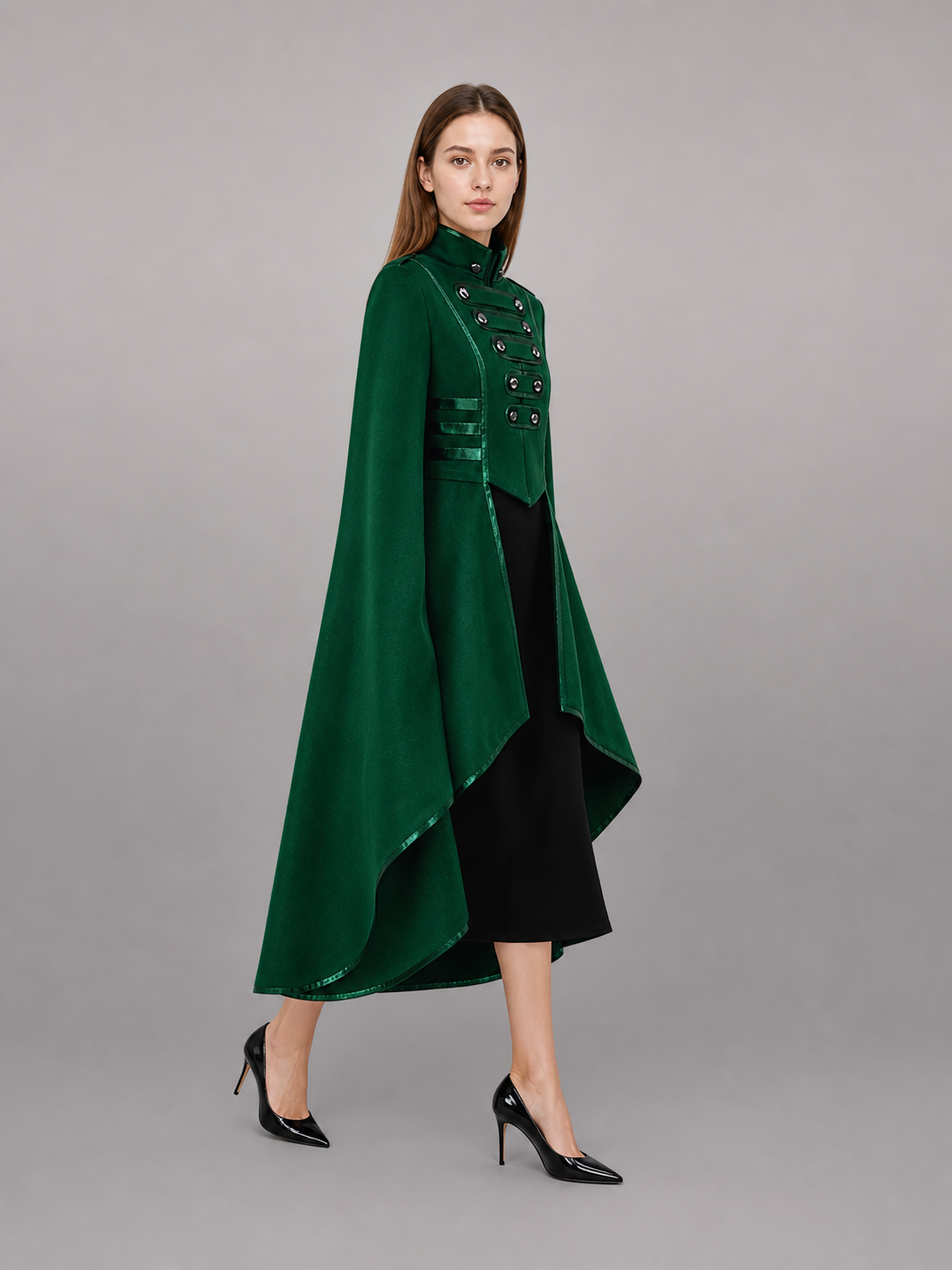 Green Carnival Cloak with Black Inserts