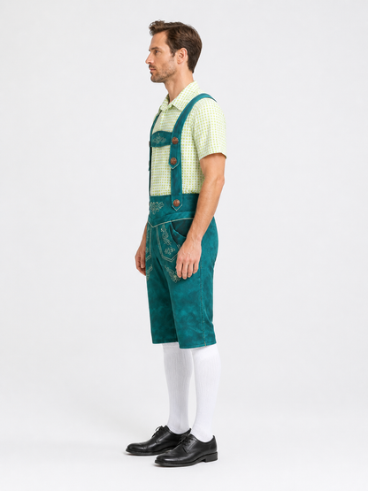 Plaid Bavarian Lederhosen Costume for Oktoberfest side view