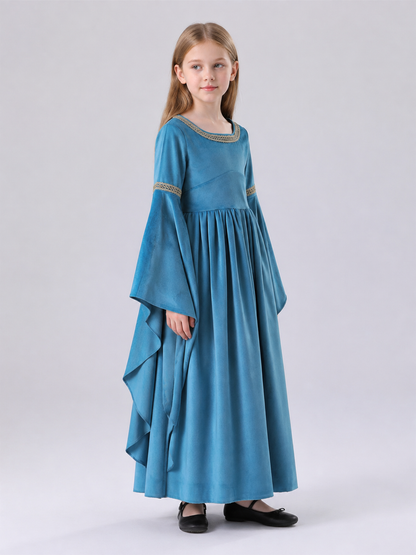 Medieval Cosplay Dress with Bell Sleeves side view