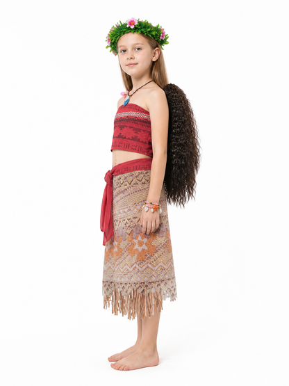 Moana Children's Costume with Skirt and Top side view