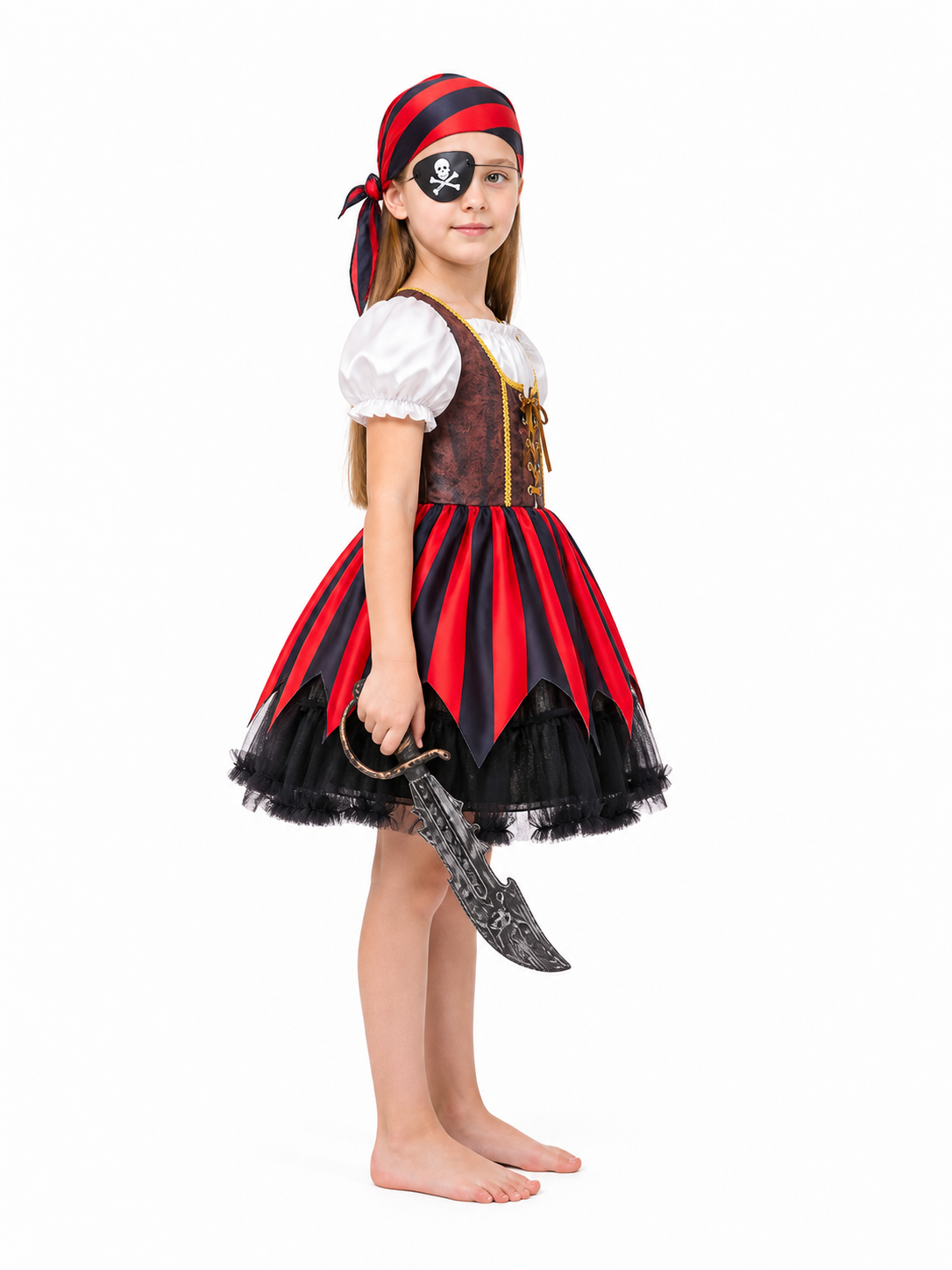 Pirate Costume with Dress and Accessories for Carnival side view