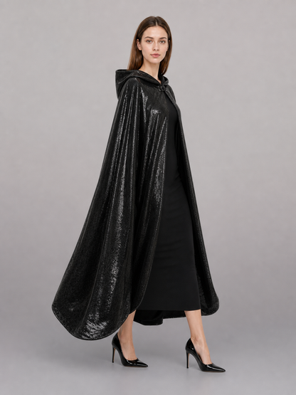 Black Gothic Hooded Carnival Cloak