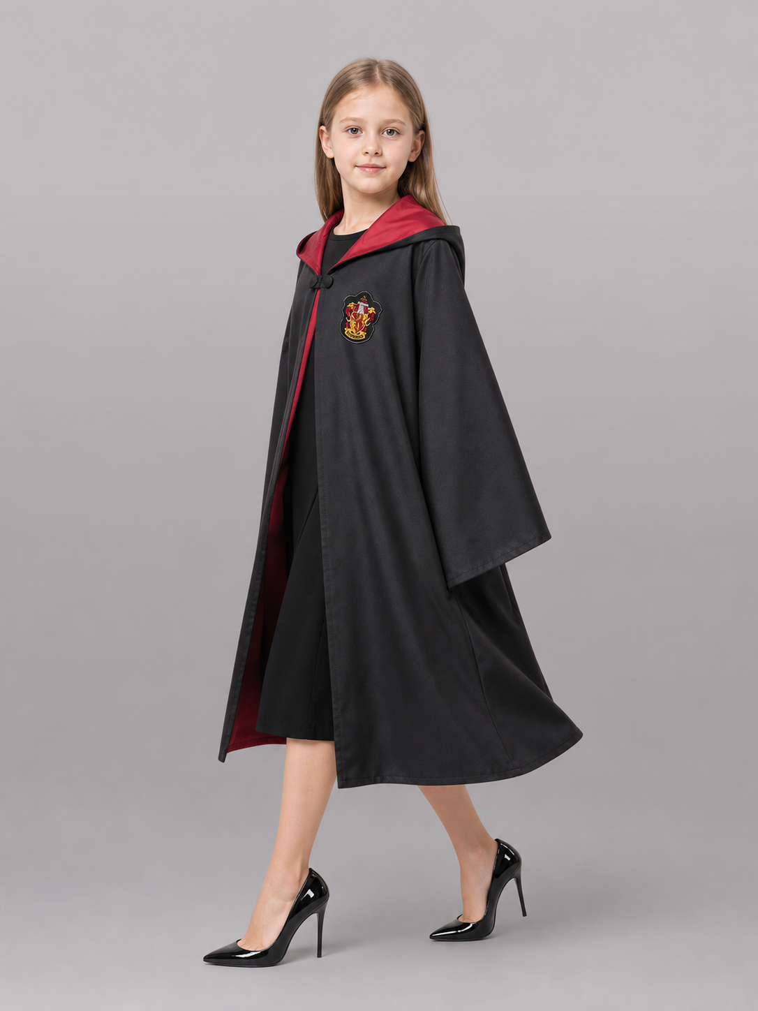 Black carnival cloak with hood, set