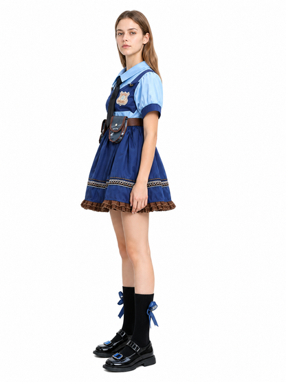 Halloween Bunny Police Officer Costume Dress side view