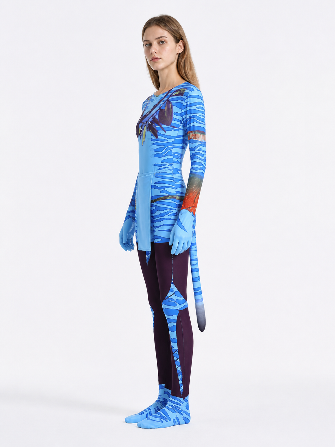 Avatar Cosplay Jumpsuit Costume with Tail side view